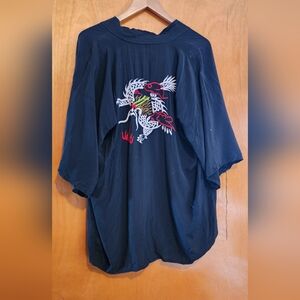 Vintage Silk Dragon Open Front Unisex Top